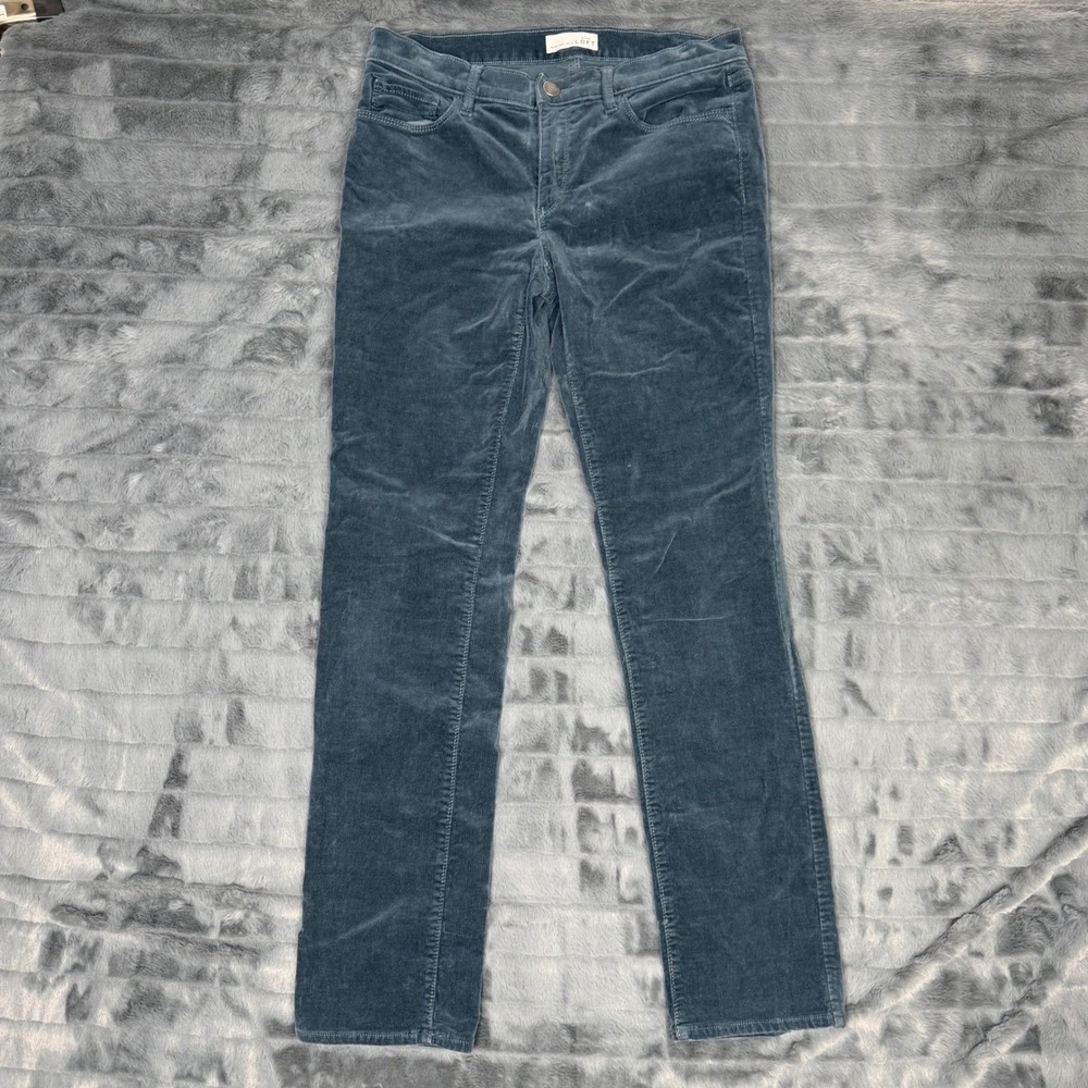 LOFT Modern Straight Corduroy Pants Womens 6 28 Blue Grey Stretch Mid Rise